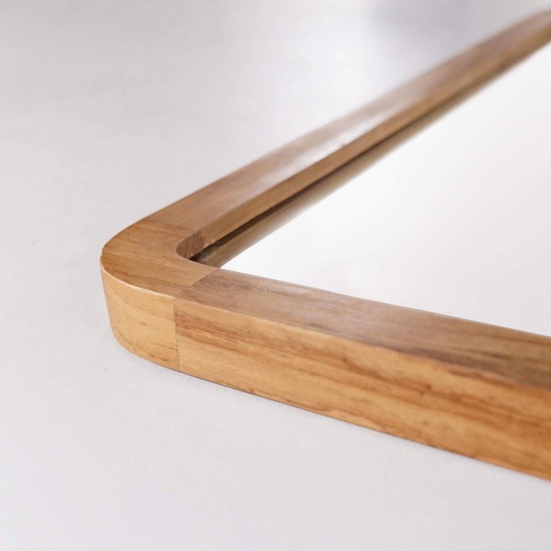 Badezimmerspiegel 120 x 70 cm mit Teakholzrahmen – Devika