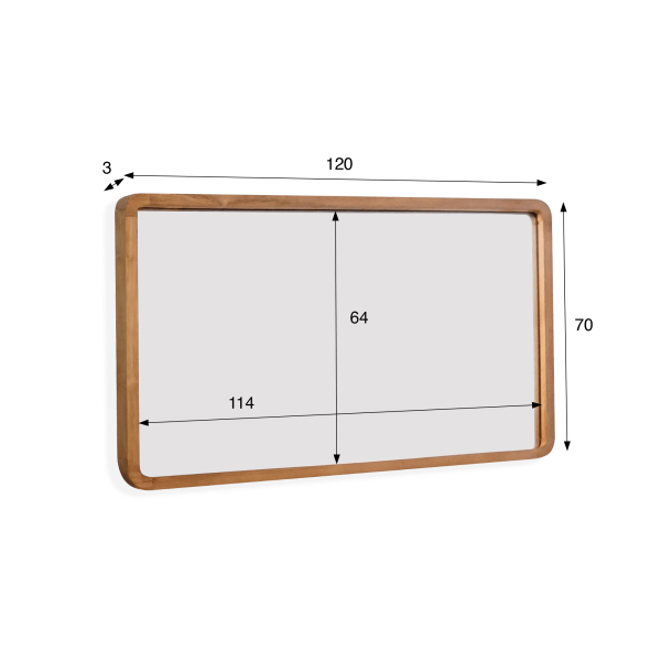 Badezimmerspiegel 120 x 70 cm mit Teakholzrahmen – Devika