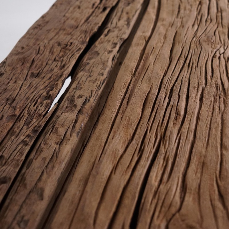 Rechteckiger Esstisch aus Glas mit Eisenbahnschwellen – Railwood