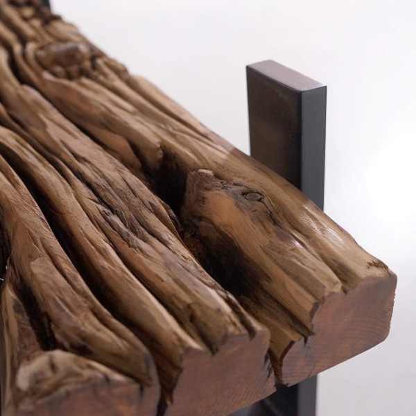 Couchtisch aus Glas mit Eisenbahnschwellen – Railwood