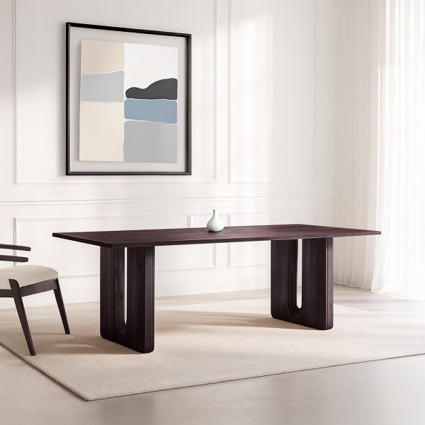 Esstisch aus massivem Mangoholz, dunkelbraunes Finish – Noba