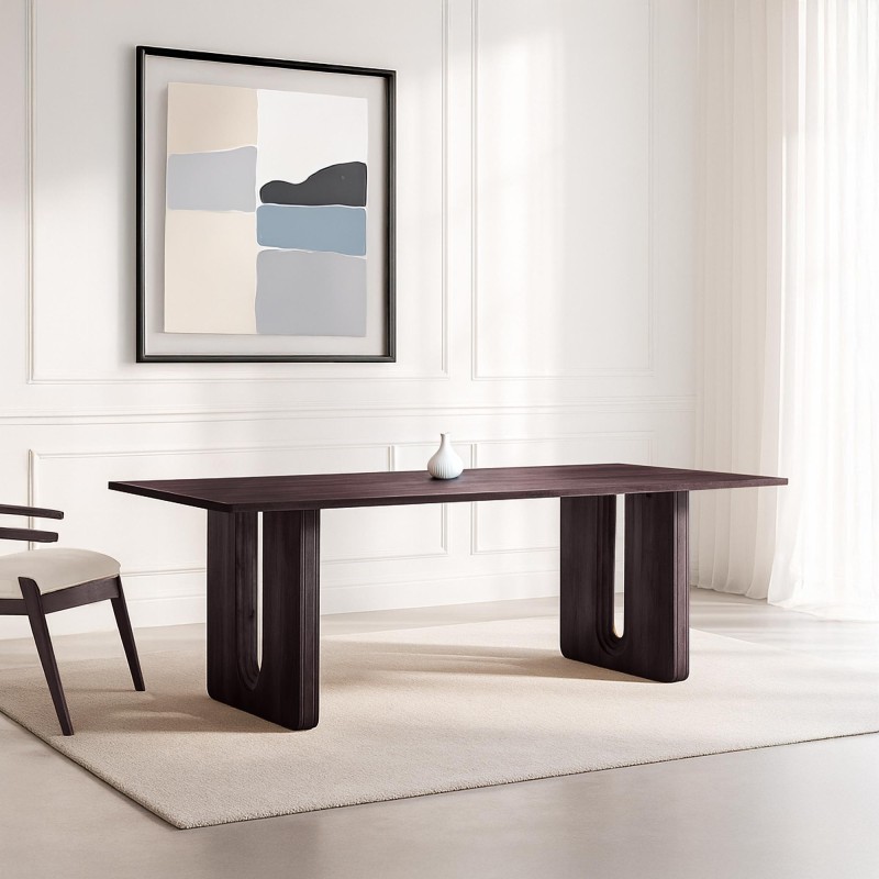 Esstisch aus massivem Mangoholz, dunkelbraunes Finish – Noba