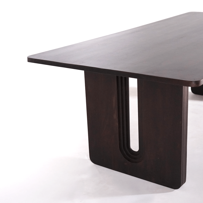 Esstisch aus massivem Mangoholz, dunkelbraunes Finish – Noba