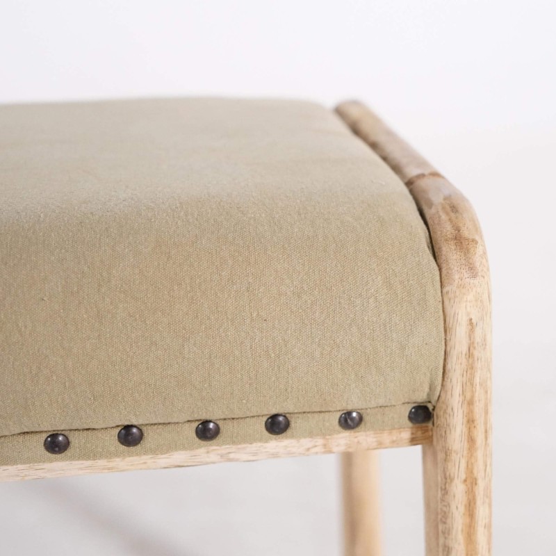 Bank aus Massivholz mit khakifarbenem Stoff – Soline