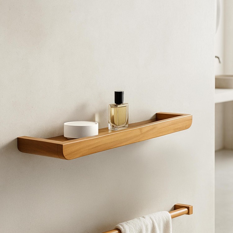 Wandregal aus massivem Teakholz 70 cm