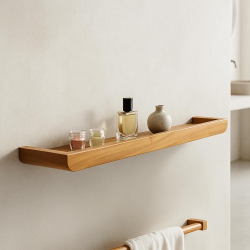 Wandregal aus massivem Teakholz 90 cm