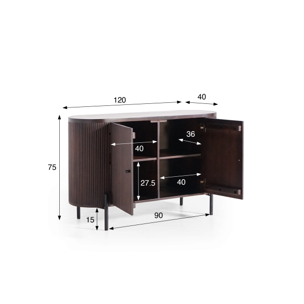 Anrichte mit 2 Türen aus Mangoholz - Sohana