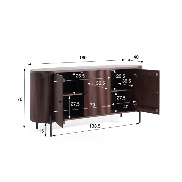 Anrichte mit 3 Türen aus Mangoholz – Sohana