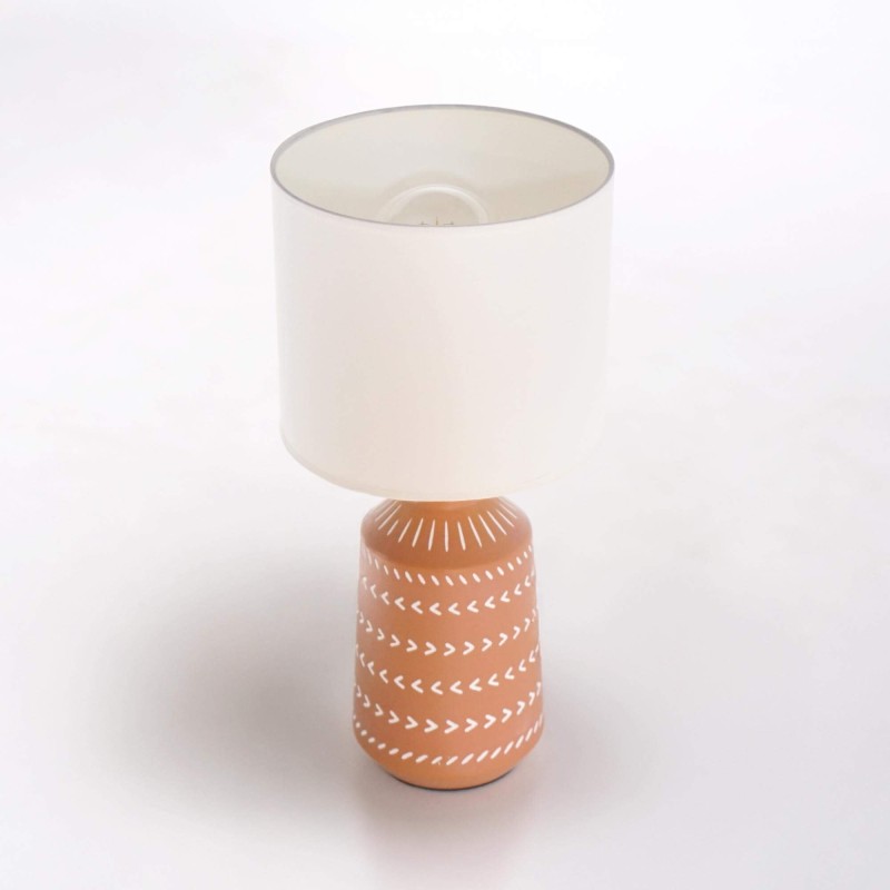 Handgefertigte Keramiklampe aus Terrakotta – handbemaltes ethnisches Motiv – Zahara