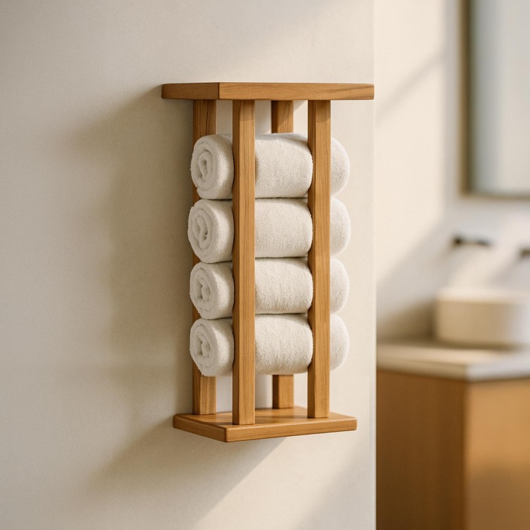 Handtuchhalter aus massivem Teakholz