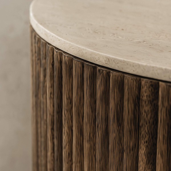 Halbrunder Couchtisch aus massivem Mangoholz (2er-Set) – Nuovo