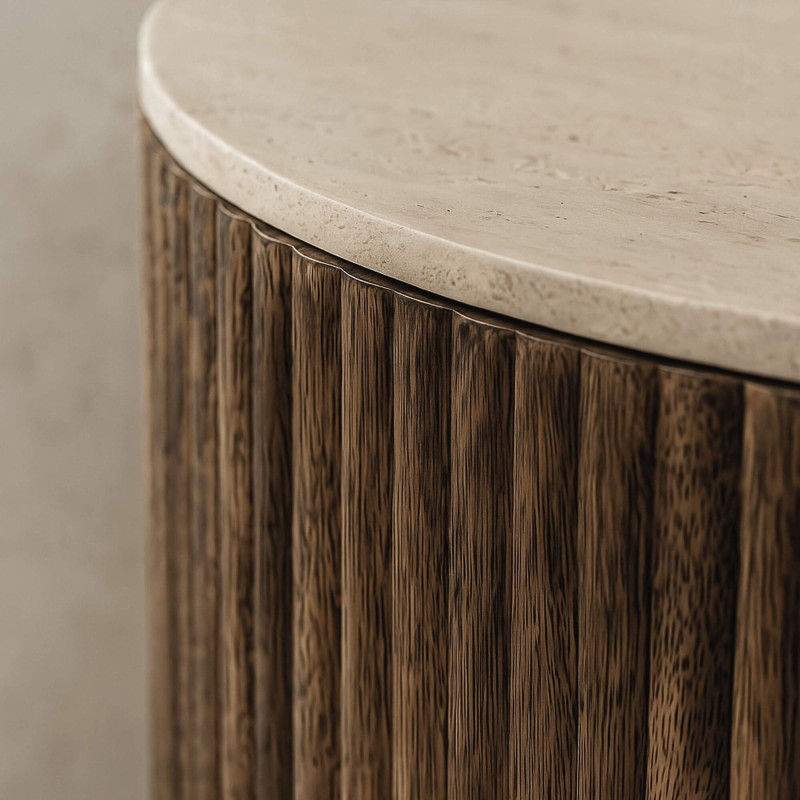 Halbrunder Couchtisch aus massivem Mangoholz (2er-Set) – Nuovo