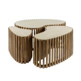 Halbrunder Couchtisch aus massivem Mangoholz (3er-Set) – Nuovo
