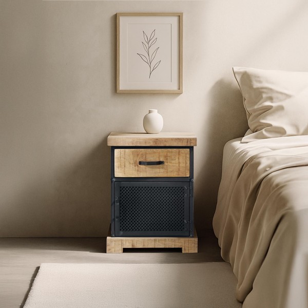 Nachttisch aus Holz und Metall - Cambridge