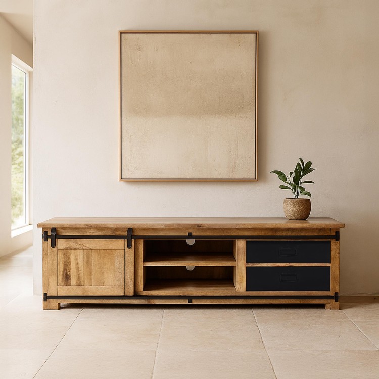 Industrielle TV-Möbel aus Holz und Metall 200 cm - Paris