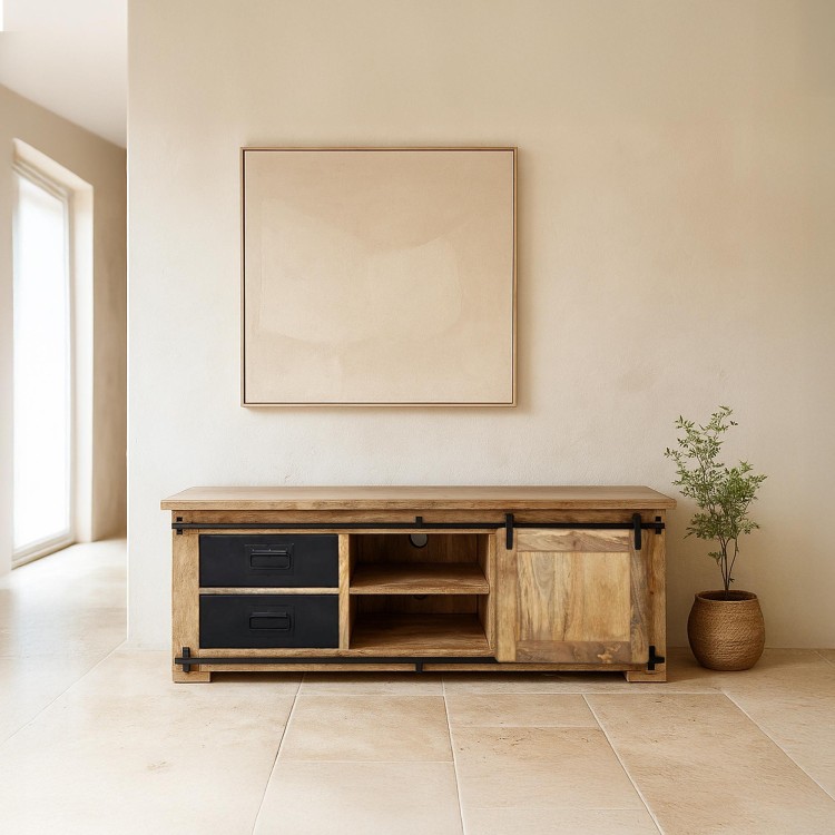 Industrielle TV-Möbel aus Holz und Metall 140 cm - Paris