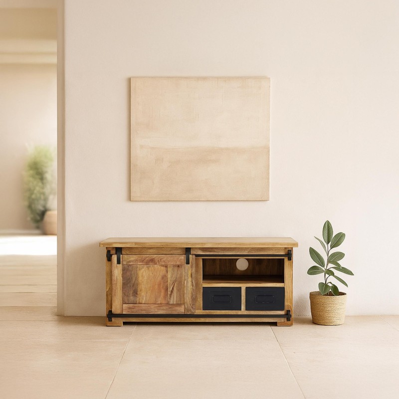 Industrielle TV-Möbel aus Holz und Metall 120 cm - Paris