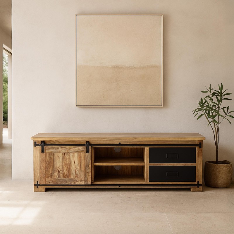 Industrielle TV-Möbel aus Holz und Metall 160 cm - Paris