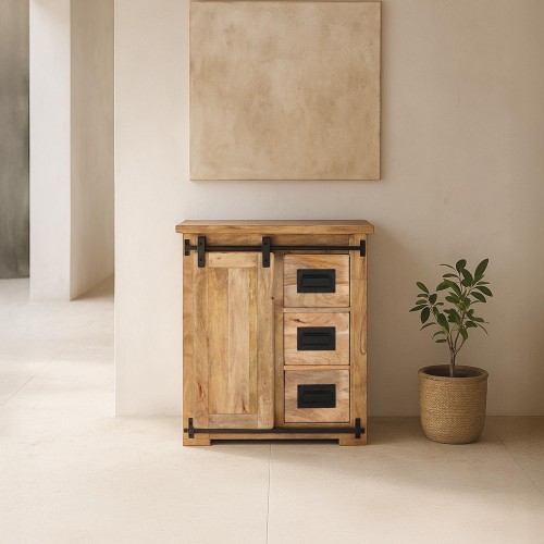 Kleines industrielles Sideboard aus Massivholz 70 cm - Paris