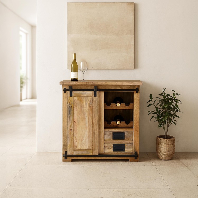 Buffet Weinkeller Massivholz und Metall - Paris