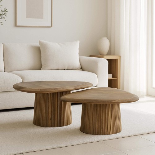 Couchtisch aus massivem Mangoholz (2er-Set) – Cresco