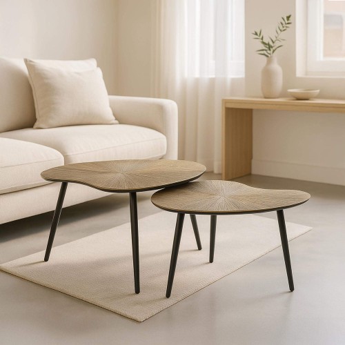 2er-Set Couchtische aus goldfarbenem Metall – Nesso