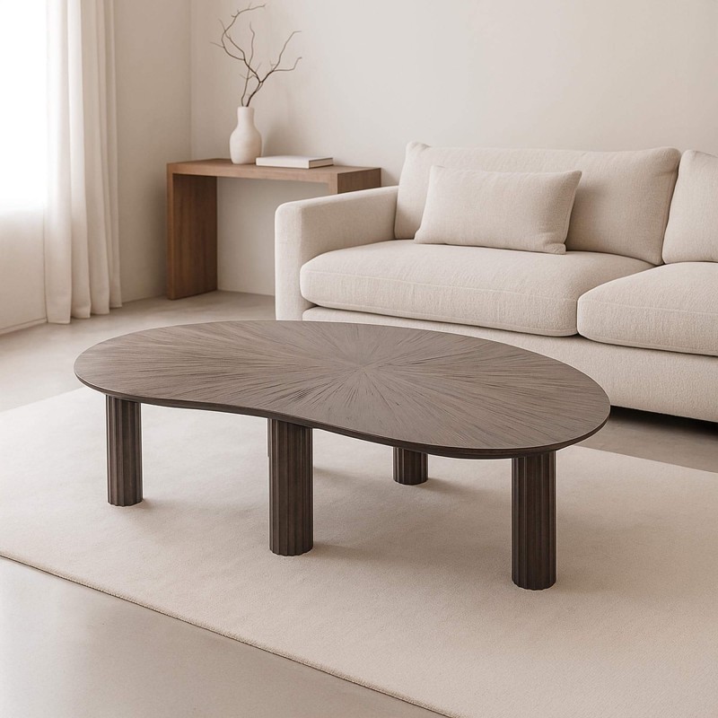 Organischer Couchtisch aus Teakholz in Braun – Ovo