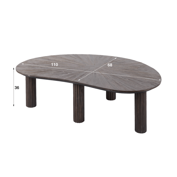 Organischer Couchtisch aus Teakholz in Braun – Ovo