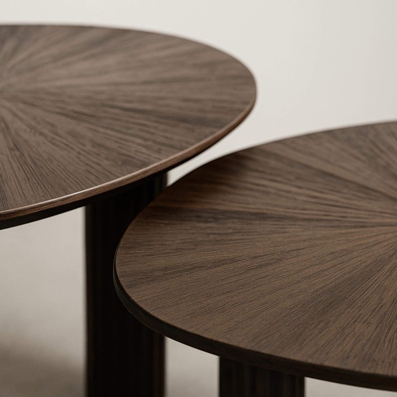 Couchtisch-Set aus braunem Teakholz (2er-Set) – Ovo