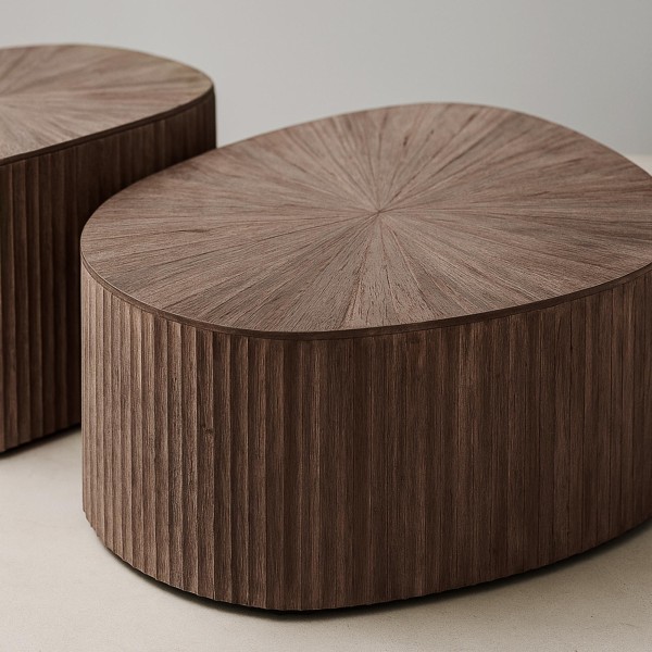 Tisch-Set aus Teakholz in organischer Form (2er-Set) – Ovo