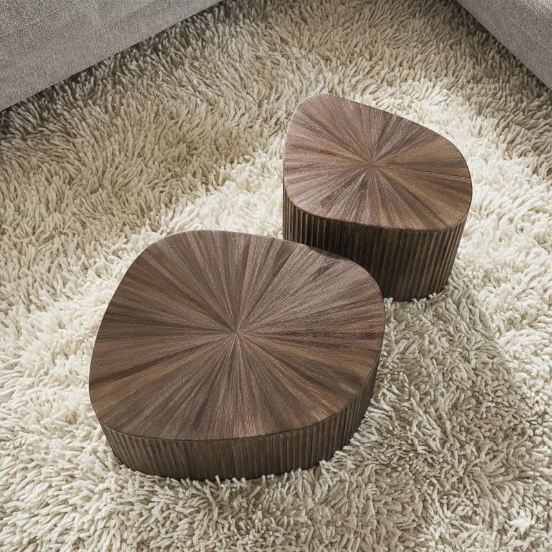 Tisch-Set aus Teakholz in organischer Form (2er-Set) – Ovo