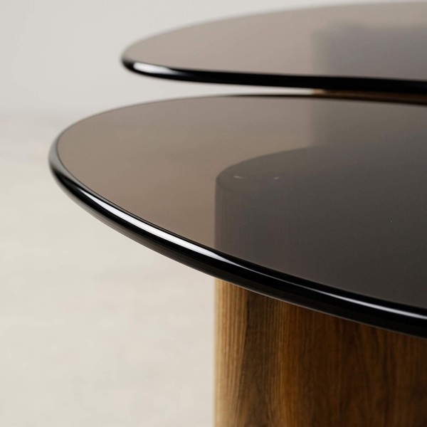 Organisch geformter Couchtisch mit Glasplatte (2er-Set) – Tinto