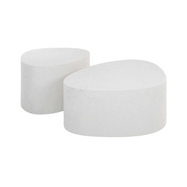 Design-Couchtisch aus weißem Verbundmarmor (2er-Set) – Arco