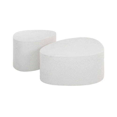 Design-Couchtisch aus weißem Verbundmarmor (2er-Set) – Arco