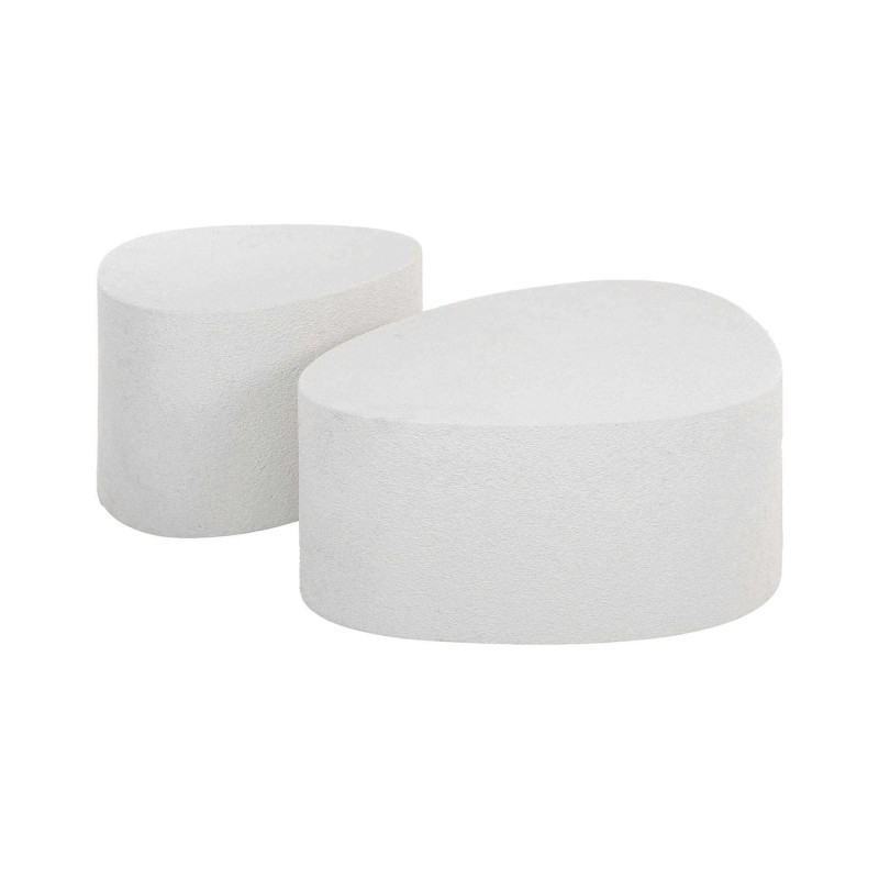 Design-Couchtisch aus weißem Verbundmarmor (2er-Set) – Arco