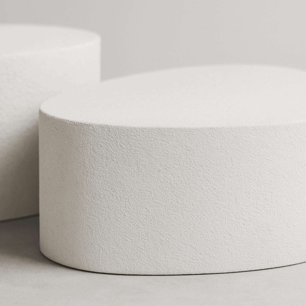 Design-Couchtisch aus weißem Verbundmarmor (2er-Set) – Arco