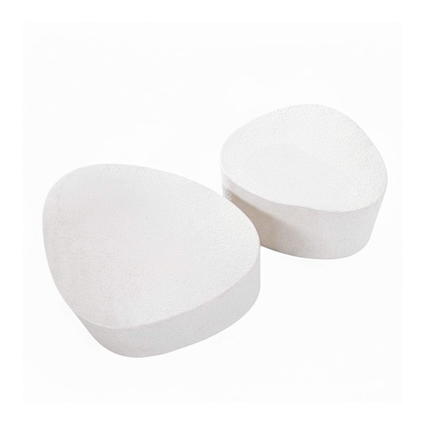 Design-Couchtisch aus weißem Verbundmarmor (2er-Set) – Arco