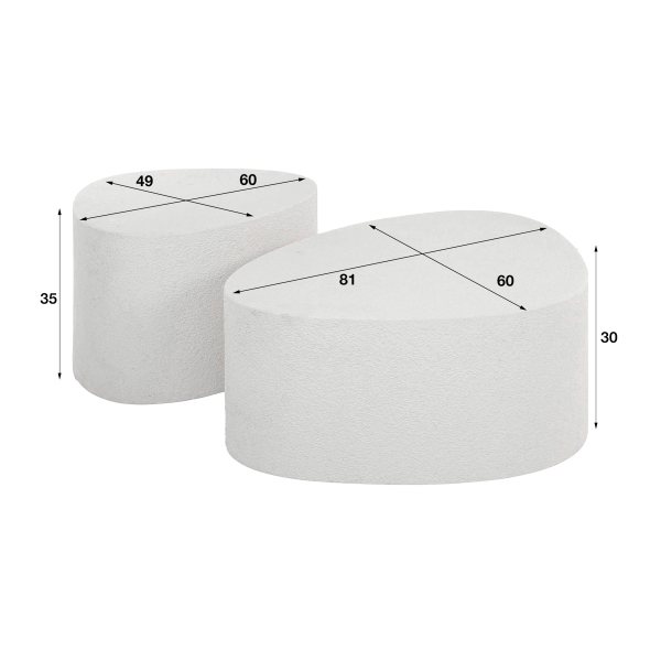 Design-Couchtisch aus weißem Verbundmarmor (2er-Set) – Arco