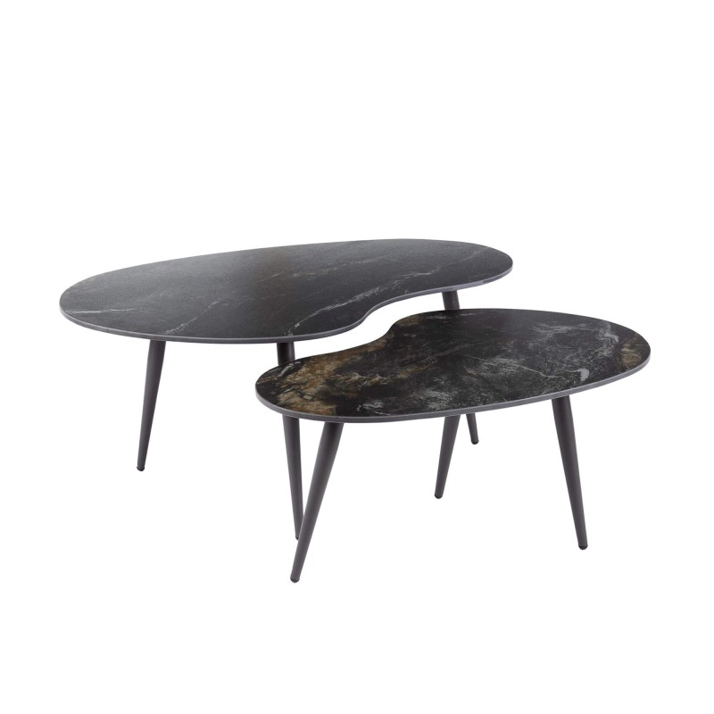 Set aus 2 organisch geformten Keramik-Couchtischen