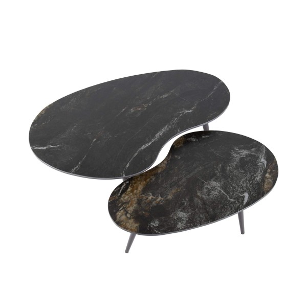 Set aus 2 organisch geformten Keramik-Couchtischen