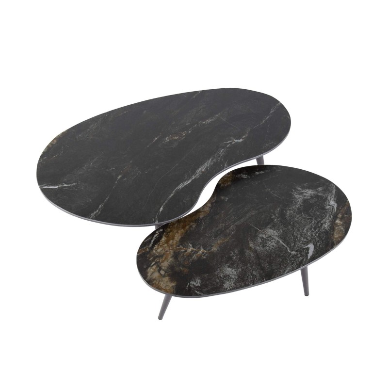 Set aus 2 organisch geformten Keramik-Couchtischen