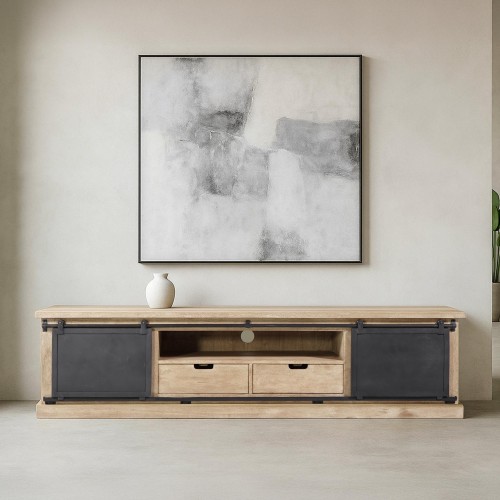 TV-Möbel aus Massivholz und Metall im Industrie-Stil – 200 cm – Detroit