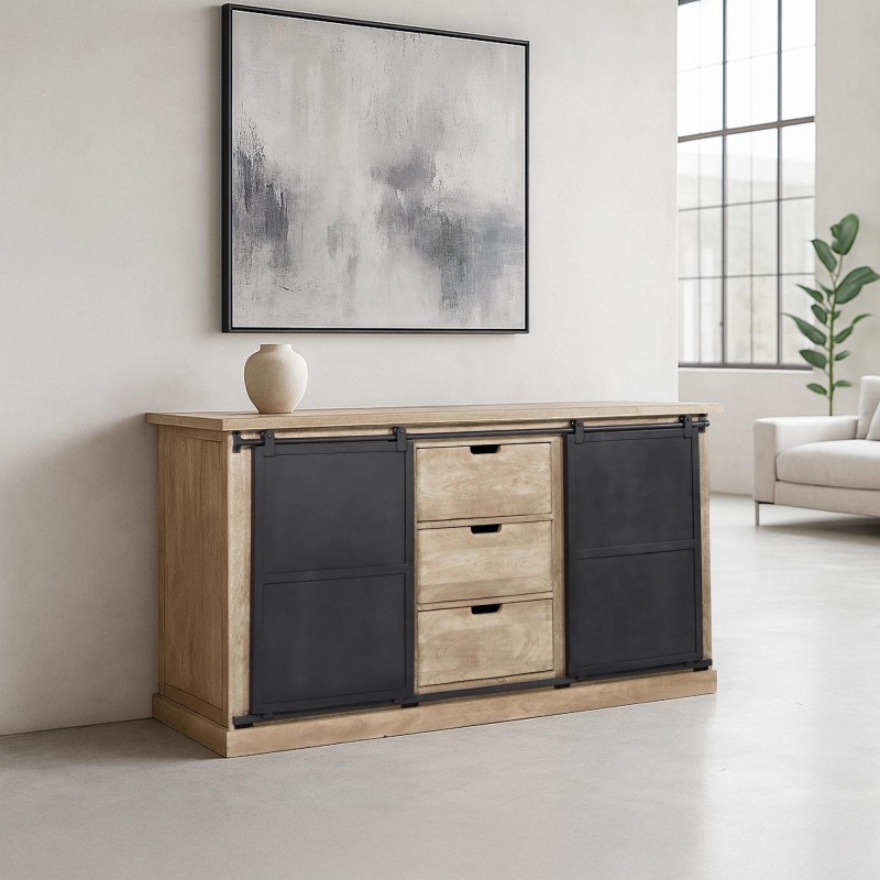 Industrielles Sideboard aus Massivholz und Metall 150 cm – Detroit