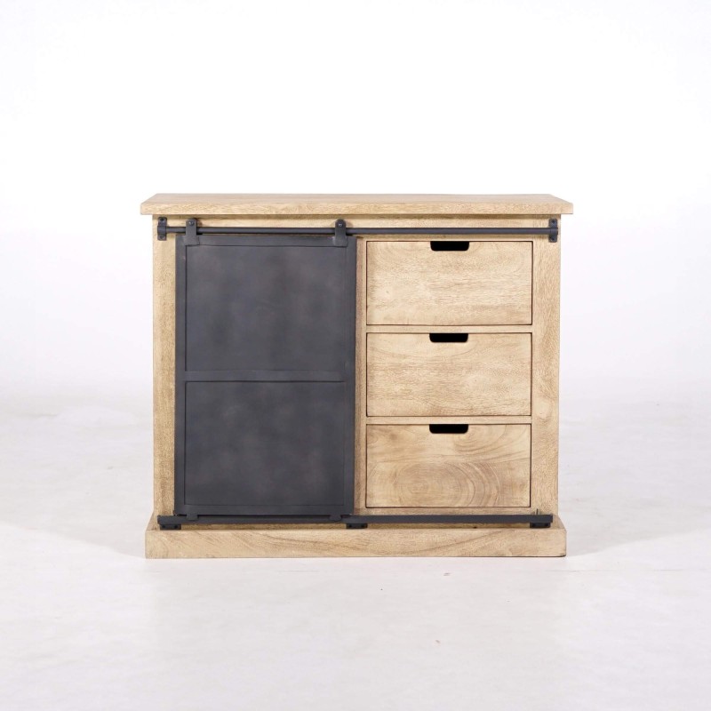 Sideboard im industriellen Stil aus Massivholz und Metall 100 cm – Detroit