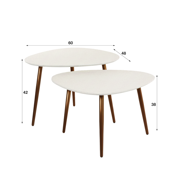 Design-Couchtisch in weißem Kompositmarmor (2er-Set) – Arco