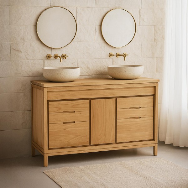 Waschtischunterschrank aus Massivholz 120 cm - Ashwini