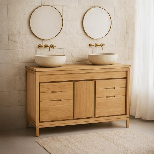 Waschtischunterschrank aus Massivholz 120 cm - Ashwini