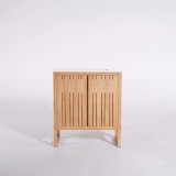 Badezimmermöbel mit Einzelwaschbecken aus Massivholz, hochglänzend Weiß – Satya