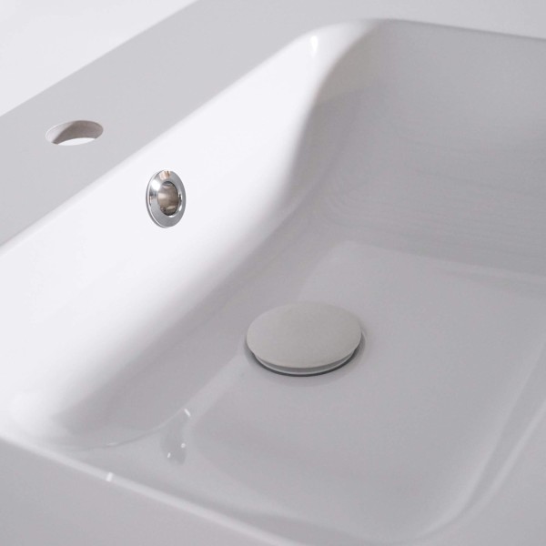 Badezimmermöbel mit Einzelwaschbecken aus Massivholz, hochglänzend Weiß – Satya