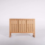 Waschtisch mit Doppelwaschbecken aus Massivholz, Hochglanz Weiß – Satya